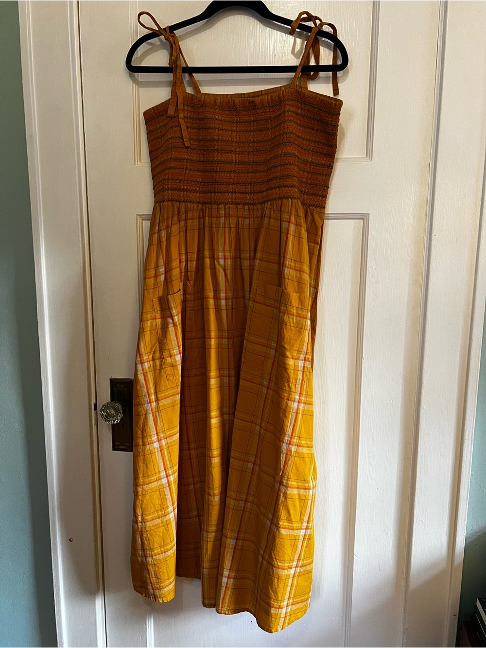 Women’s Toad & Co. Yellow Plaid Sundress with Smocked Bodice